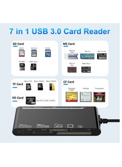 KASTWAVE USB 3.0 Memory Card Reader Upgraded Extension 7 in 1 Multi-Card Adapter 5Gbps Read Write for SD SDXC SDHC CF CFI TF XD Micro SD Micro SDXC Micro SDHC MS MMC UHS-I Card for Windows Mac OS Linux  - Image 5