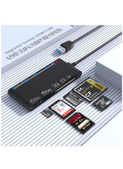 KASTWAVE USB 3.0 Memory Card Reader Upgraded Extension 7 in 1 Multi-Card Adapter 5Gbps Read Write for SD SDXC SDHC CF CFI TF XD Micro SD Micro SDXC Micro SDHC MS MMC UHS-I Card for Windows Mac OS Linux  - Image 1