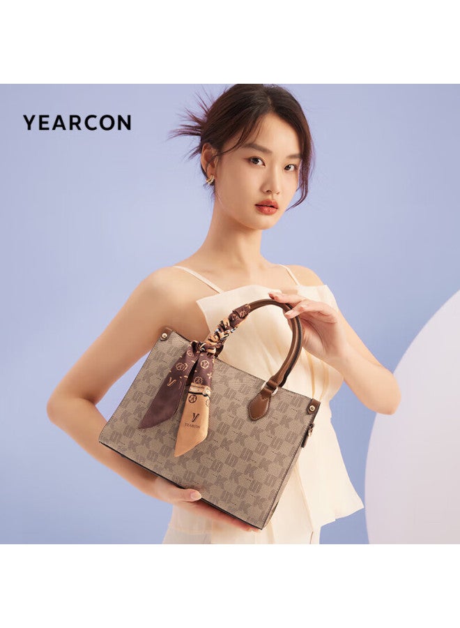YEARCON Yierkang Birthday Gift, Crossbody Floral Tote Bag, Large Capacity Mom Bag, Women's Handbag, 53w27619, Coffee - Image 3