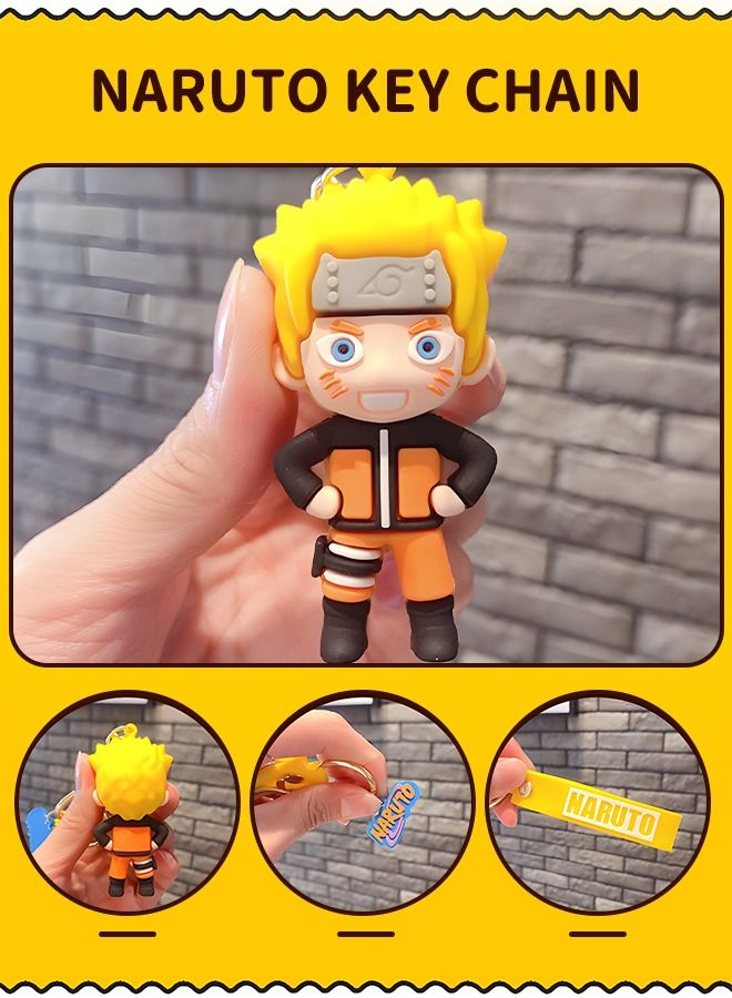 GROIC سلسلة مفاتيح مكونة من قطعتين من شخصيات ناروتو الصغيرة، مجموعة تماثيل أنمي ناروتو كاكاشي، تماثيل مطورة، سلسلة مفاتيح، مجموعة ألعاب دمى متحركة، نموذج تمثال متحرك - Image 2