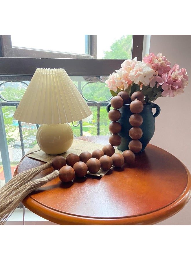 OMISHE OMISHE 76" Long Large Wood Bead Garland with 1.6" Diameter Wooden Beads and Tassels, Rustic Farmhouse Country Wood Beads Garland for Home Tiered Tray Decor, Decorative Beads with Tassels Brown  - Image 5