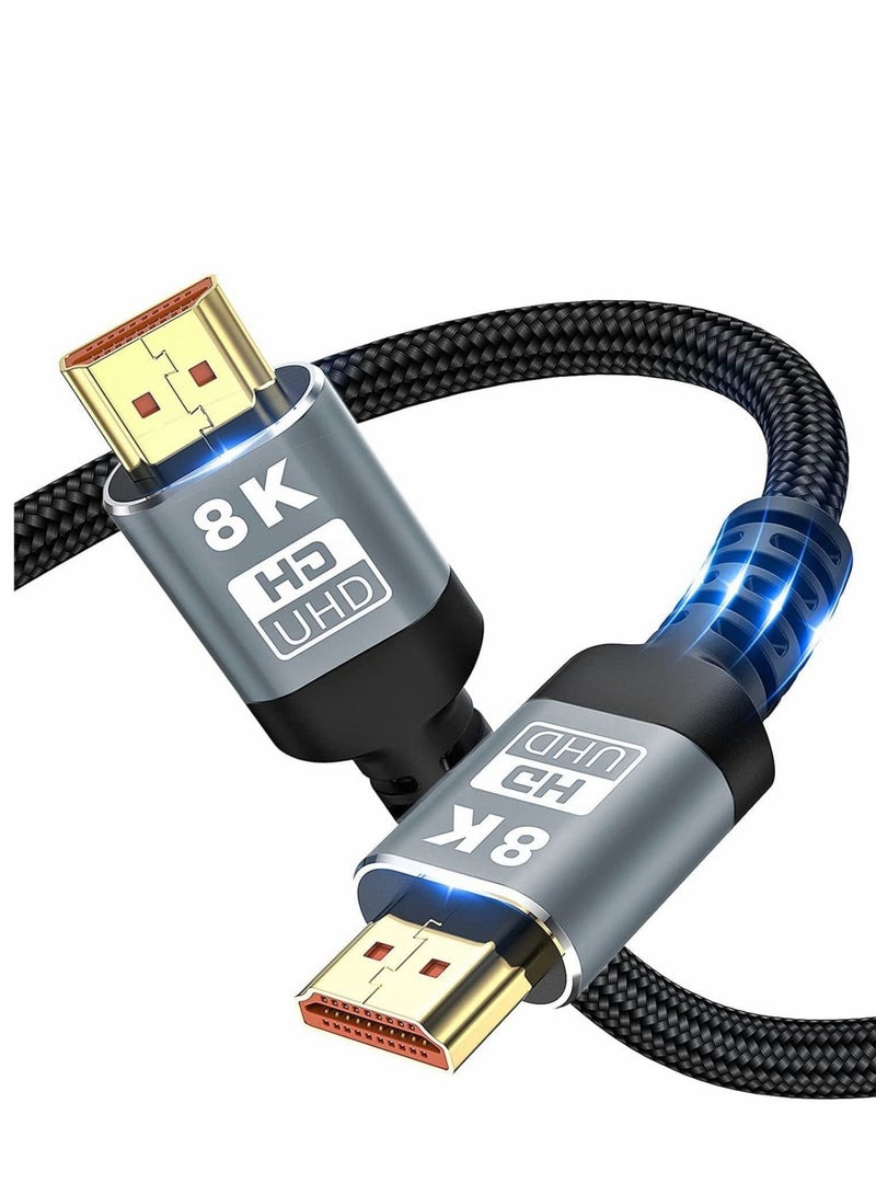 Captaintech 8K@60Hz HDMI Cable 2.1 10FT/3M Long for MacBook Pro Ultra 48Gbps HD High Speed Slim Flexible Braided Cord 4K@120Hz Dynamic HDR/HDCP 2.2 /3D Fit PS5 TV, Xbox One Switch 1M - Image 1