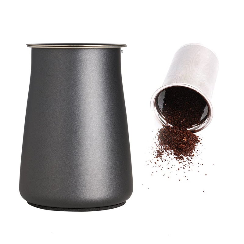 watchget Coffee Sifter 500um Fine Mesh Stainless Steel Ground Coffee Receiver Precision Sieve Tool Nonslip Base Black