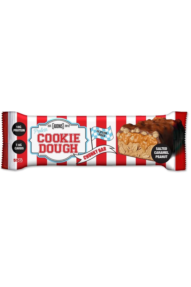 Adonis Chocolate Salted Caramel Peanut Protein Bar – 55g, Low Sugar, High-Protein, Gluten-Free, Keto-Friendly Snack with Real Chocolate Pieces
