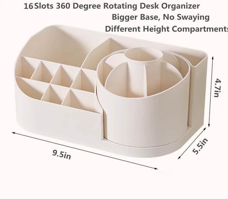 vulrian 360 Rotating Brush Holder Plastic Cosmetic Organiser Desktop Cosmetic Storage Box Lipstick Storage Box Nail Polish Stand Pen Pencil Holder Cosmetic Display Stand multicolor - Image 3