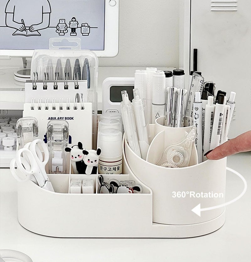 vulrian 360 Rotating Brush Holder Plastic Cosmetic Organiser Desktop Cosmetic Storage Box Lipstick Storage Box Nail Polish Stand Pen Pencil Holder Cosmetic Display Stand multicolor - Image 2