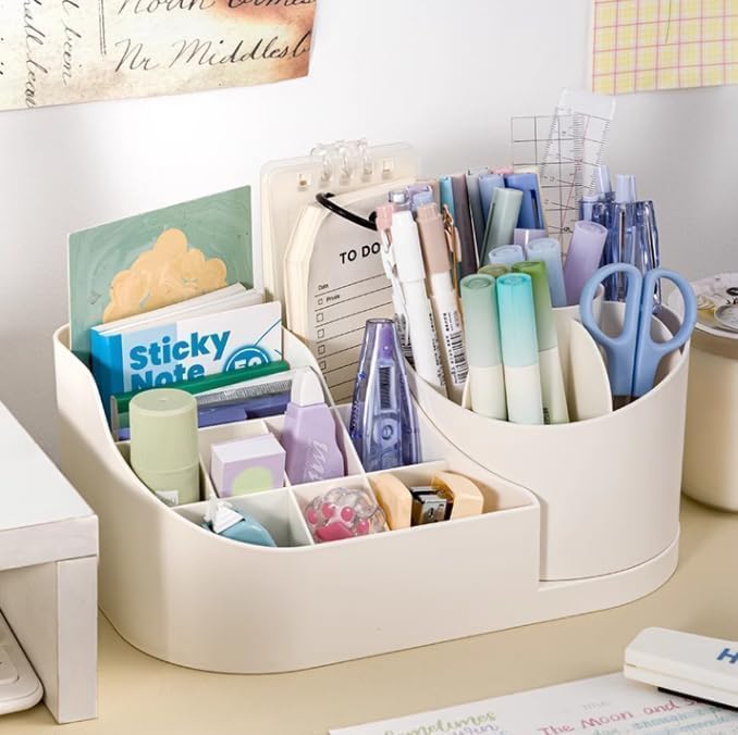 vulrian 360 Rotating Brush Holder Plastic Cosmetic Organiser Desktop Cosmetic Storage Box Lipstick Storage Box Nail Polish Stand Pen Pencil Holder Cosmetic Display Stand multicolor - Image 1