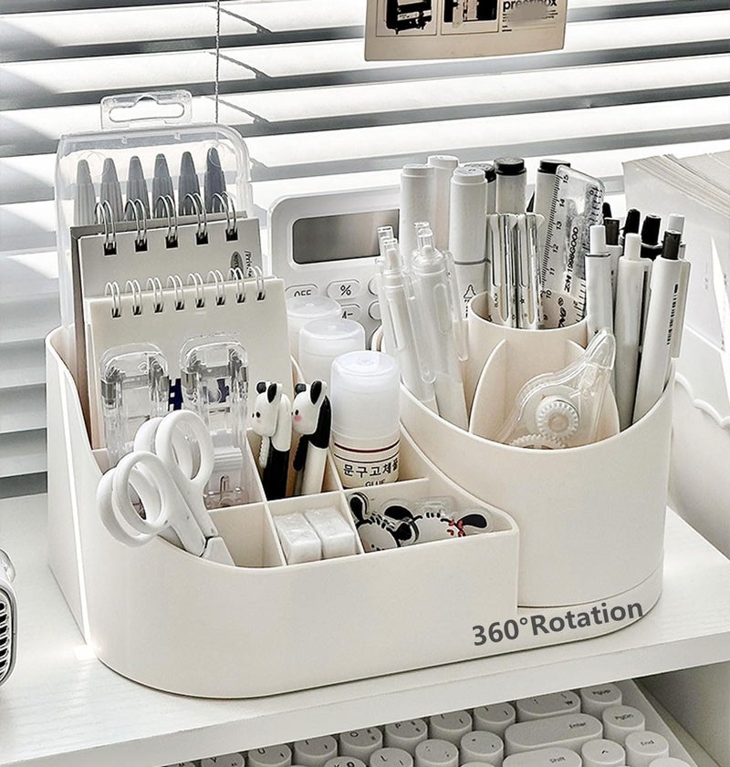 vulrian 360 Rotating Brush Holder Plastic Cosmetic Organiser Desktop Cosmetic Storage Box Lipstick Storage Box Nail Polish Stand Pen Pencil Holder Cosmetic Display Stand multicolor - Image 4