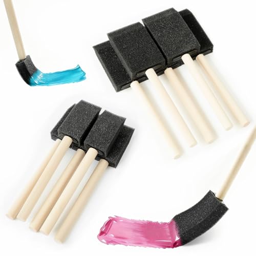 MOIKKA-GC 12Pcs Foam Paint Brushes Set: 1 Inch & 1.5 Inch Sponge Paint Brushes with Wooden Handle, Lightweight & Durable for Painting, Staining, Crafts, DIY Art, Acrylic Painting & Mod Podge - Image 1