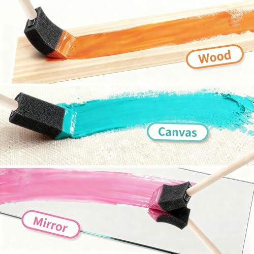 MOIKKA-GC 12Pcs Foam Paint Brushes Set: 1 Inch & 1.5 Inch Sponge Paint Brushes with Wooden Handle, Lightweight & Durable for Painting, Staining, Crafts, DIY Art, Acrylic Painting & Mod Podge - Image 4