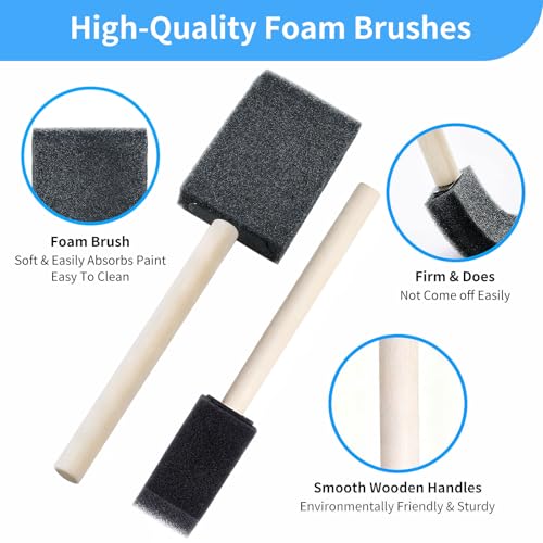 MOIKKA-GC 12Pcs Foam Paint Brushes Set: 1 Inch & 1.5 Inch Sponge Paint Brushes with Wooden Handle, Lightweight & Durable for Painting, Staining, Crafts, DIY Art, Acrylic Painting & Mod Podge - Image 3
