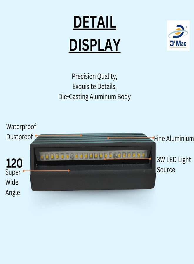 D'Mak Wall Step Surface Light, Outdoor/Indoor, LED Foot Light, Aluminium IP65 Waterproof Body, Warm White (Pack of 1, 6W (4 Module)) - Image 4