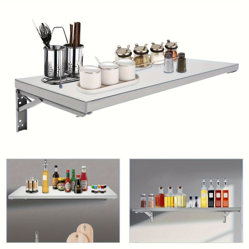 304 Stainless Steel Medium Wall Mount Folding Storage Rack Space Saving Easy Clean - Image 3