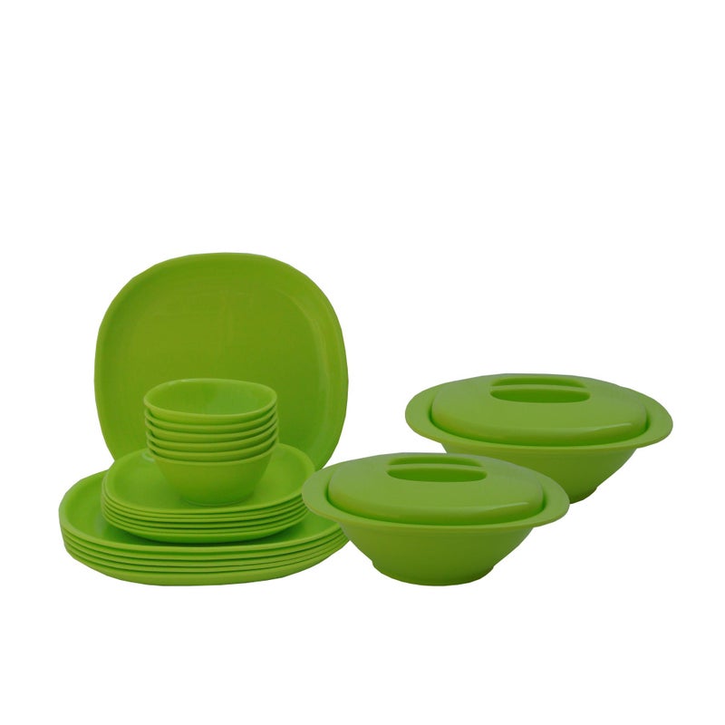 Incrizma- 22 Pcs Square Dinner Set Lime Green