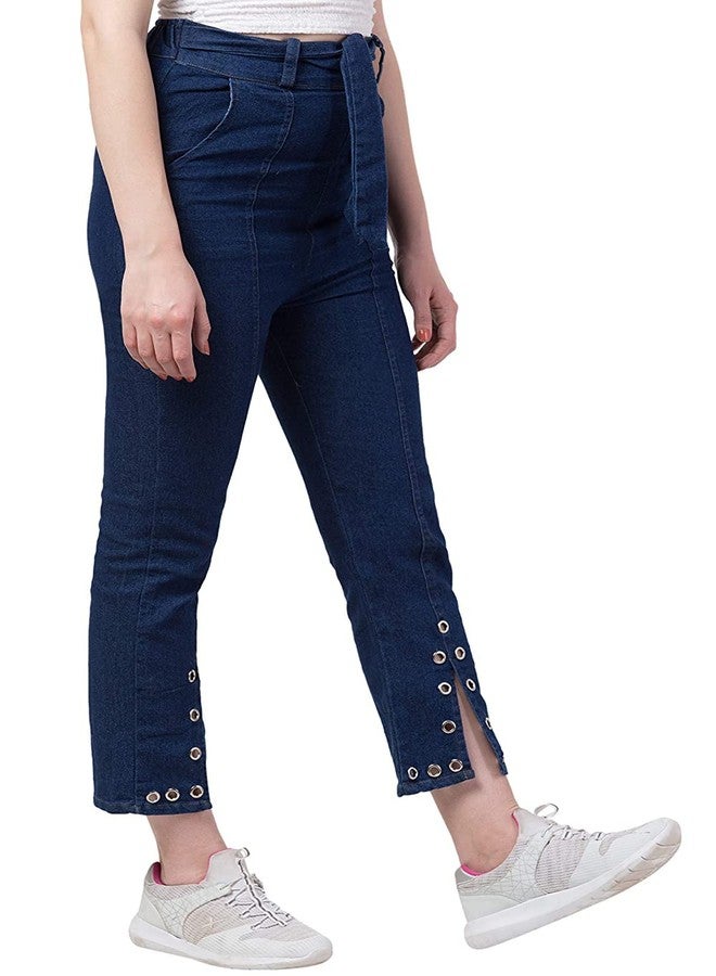 Malvina Girl's Regular Fit Jeans Casual Denim Palazzo (Dark Blue)-(30) - Image 3
