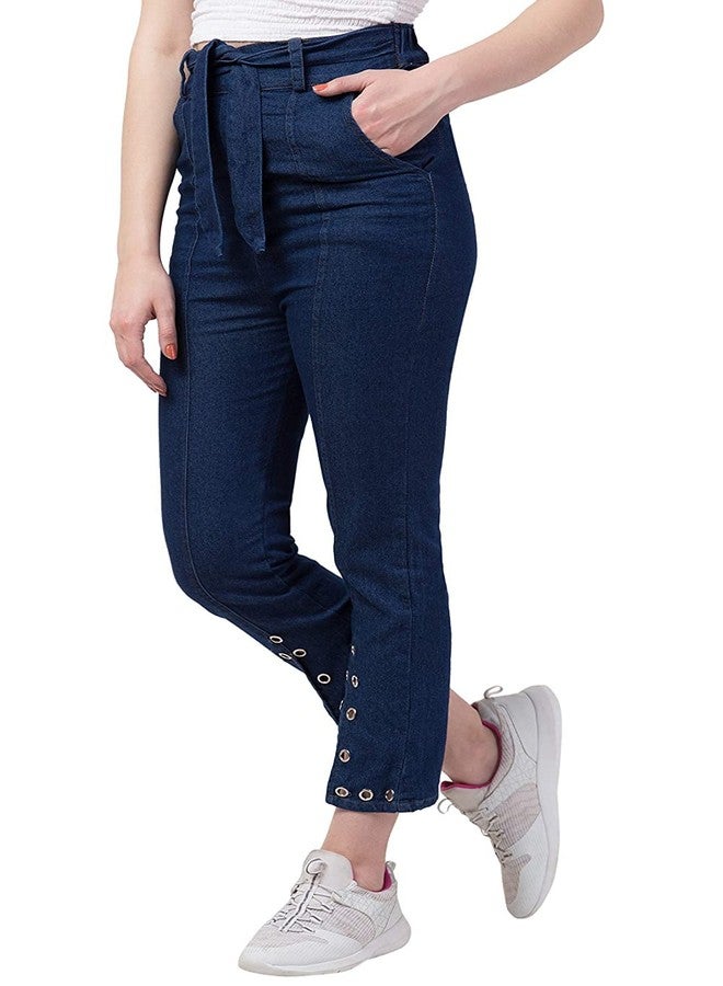 Malvina Girl's Regular Fit Jeans Casual Denim Palazzo (Dark Blue)-(30) - Image 1