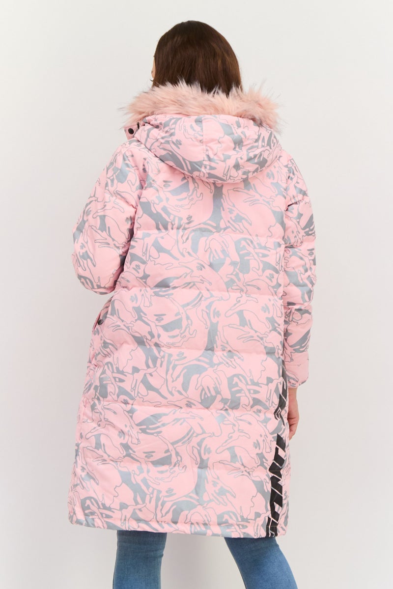 Aape By A Bathing Ape Women Allover Print Parka Jacket, Pink Combo  - Image 3
