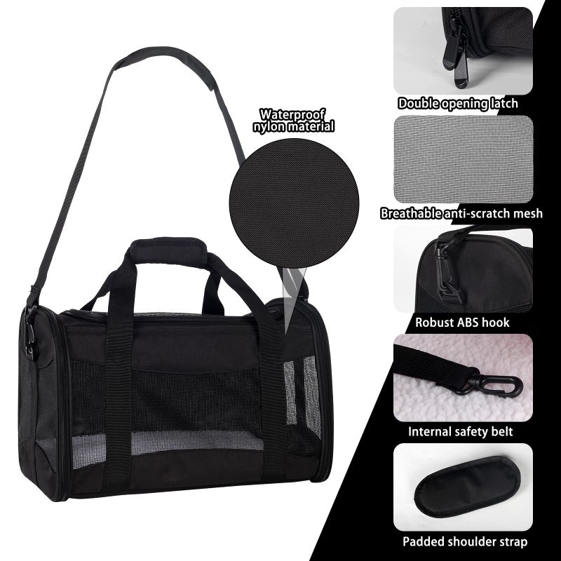 Top tasta Cat Carrying Case - Pet Carrier Airline Approved, Protable and Breathable Pet Travel Carrier Removable Fleece Pad, Collapsible Cat Carrier Dog Carrier for Medium Cats Small Cats Dogs (X-Large, Black) - Image 4