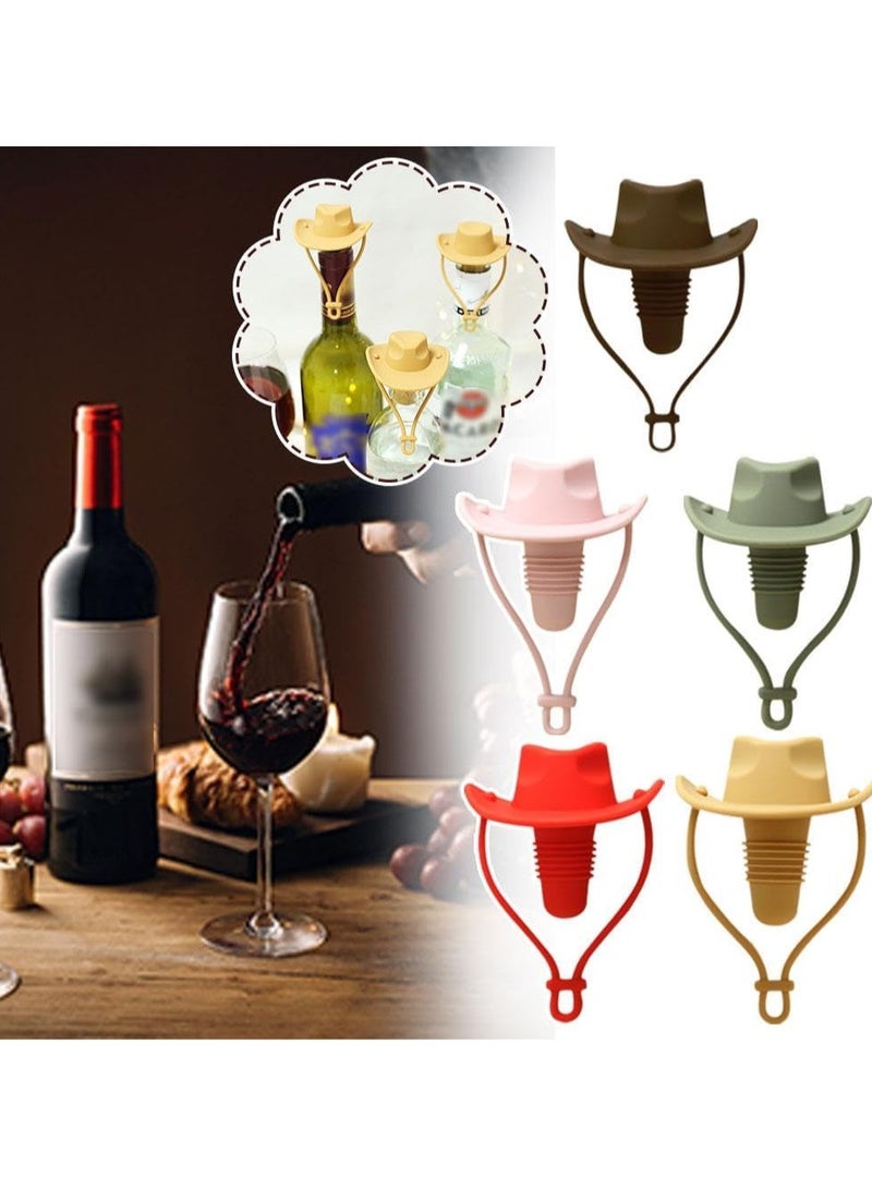 Funny And Cute Silicone Wine Stopper, Leakproof Seal Cowboy Hat Wine Bottle Stopper, Reusable Beverage Beer Champagne Wine Storage Stopper (Brown Cowboy Hat) - Image 4