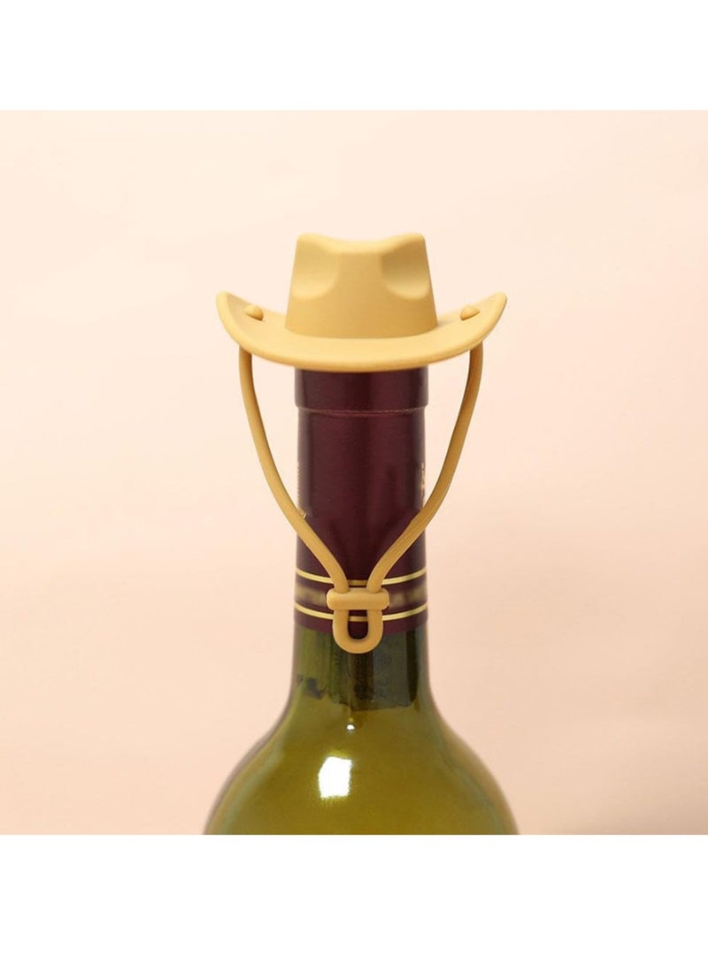 Funny And Cute Silicone Wine Stopper, Leakproof Seal Cowboy Hat Wine Bottle Stopper, Reusable Beverage Beer Champagne Wine Storage Stopper (Brown Cowboy Hat) - Image 5