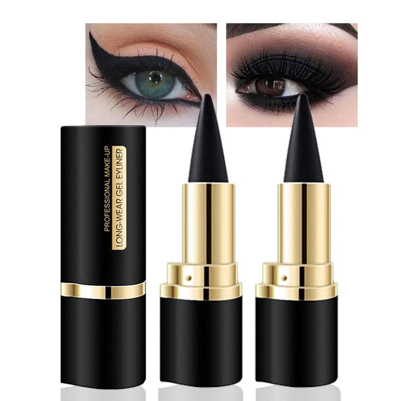 evpct evpct 2Pcs Black Waterproof Gel Eyeliner Pencils Lipstick lip liner Eye Black Face Paint Stick Long Wear Natural Black Liquid Eyeliner Cream Smokey Eye Liners Crayon Halloween Makeup lapiz de ojos