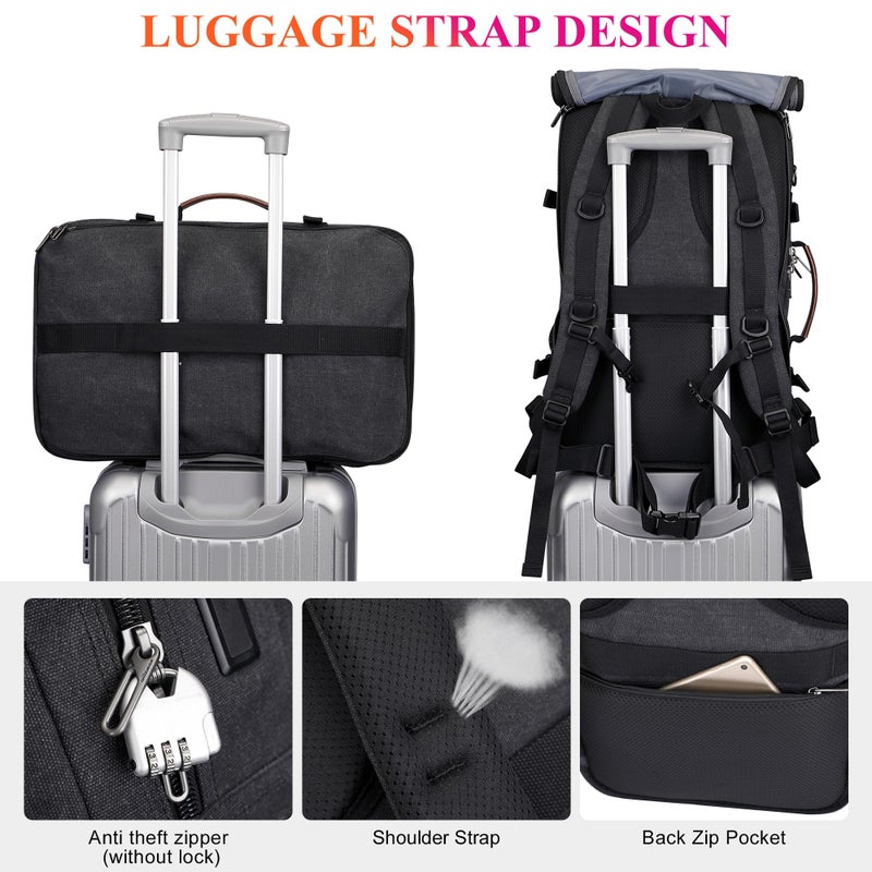 WITZMAN Travel Backpack for Men 40L Large Carry-on Airline Approved Convertible 3 in 1 laptop Bags Fit 17 inch(A8013 Black) - Image 5