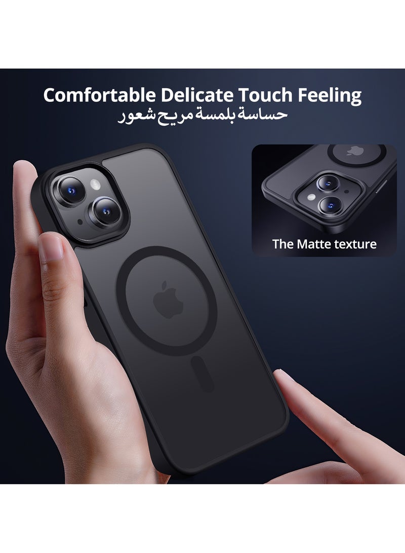 UCHUANG iPhone 14 Plus Case Cover Compatible with Magsafe Magnetic Designed Shockproof Case Translucent Matte Protective Cover Back Hard Cases with Magnet for iPhone 14 Plus Case Black - Image 3