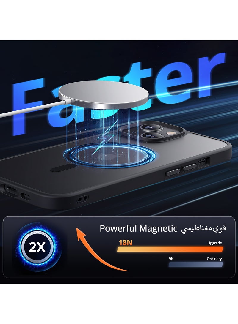 UCHUANG iPhone 14 Plus Case Cover Compatible with Magsafe Magnetic Designed Shockproof Case Translucent Matte Protective Cover Back Hard Cases with Magnet for iPhone 14 Plus Case Black - Image 2