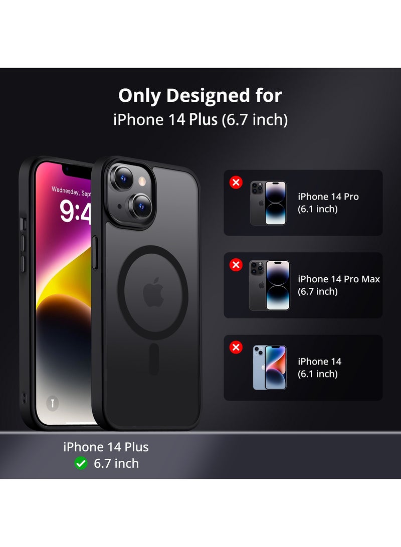 UCHUANG iPhone 14 Plus Case Cover Compatible with Magsafe Magnetic Designed Shockproof Case Translucent Matte Protective Cover Back Hard Cases with Magnet for iPhone 14 Plus Case Black - Image 4