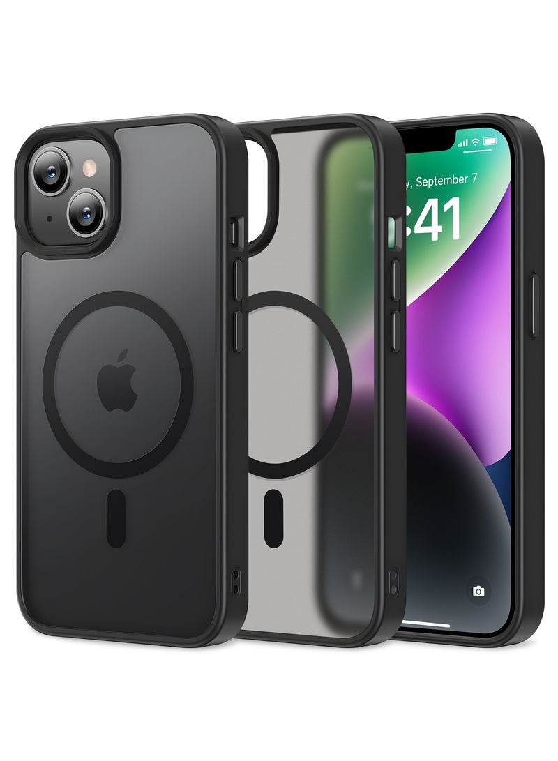 UCHUANG iPhone 14 Plus Case Cover Compatible with Magsafe Magnetic Designed Shockproof Case Translucent Matte Protective Cover Back Hard Cases with Magnet for iPhone 14 Plus Case Black - Image 1