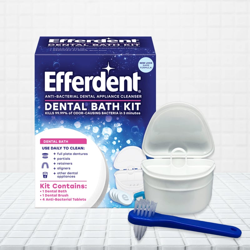 Efferdent Retainer & Denture Cleaner Tablets and Dental Bath, 4 Tablets - Image 5