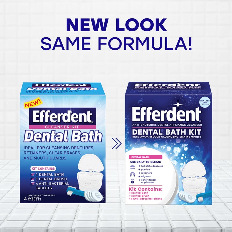 Efferdent Retainer & Denture Cleaner Tablets and Dental Bath, 4 Tablets - Image 2