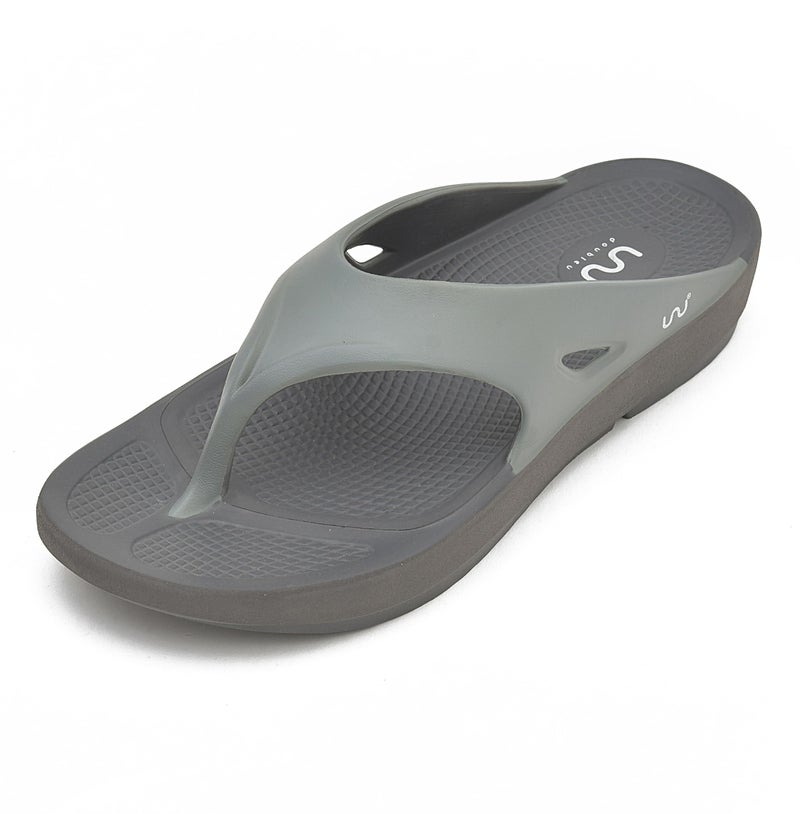doubleu Recovery Slipper|Soft Doctor Anti-Skid Slipper for Men|Painted Classic|Slides, Flip-Flops, Chappals (9,Carbon+Light+Grey) - Image 1