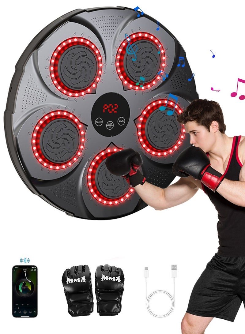DPTER Smart Electronic Music Boxing Machine, Interactive Punching Trainer with Boxing Gloves, Large Size Wall Mounted Electronic Boxing Target for Adults Kids, 9 Modes & 9 Speeds - Image 1