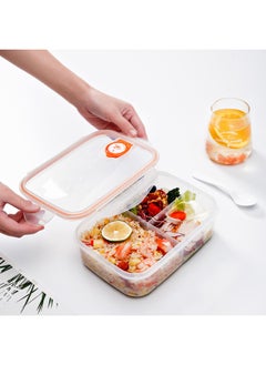 Generic Factory Compartment Outdoor Lunch Box Microwave Oven Lunch Box Refrigerator Sealed Plastic Box Snack Box Fresh-keeping Box-Specifications:1000ml Size: 21x15x7-Color:Transparent  - Image 3