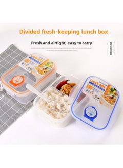 Generic Factory Compartment Outdoor Lunch Box Microwave Oven Lunch Box Refrigerator Sealed Plastic Box Snack Box Fresh-keeping Box-Specifications:1000ml Size: 21x15x7-Color:Transparent  - Image 1