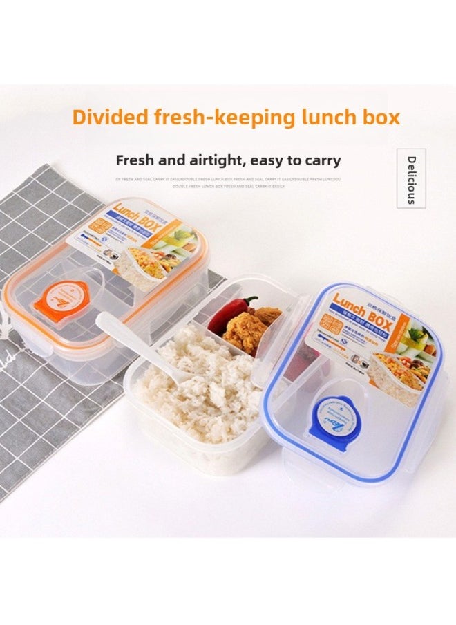 Generic Factory Compartment Outdoor Lunch Box Microwave Oven Lunch Box Refrigerator Sealed Plastic Box Snack Box Fresh-keeping Box-Specifications:1000ml Size: 21x15x7-Color:Transparent  - Image 1