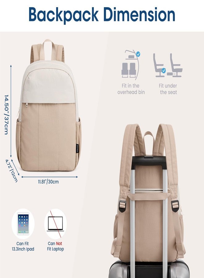 جي4فري حقيبة ظهر صغيرة G4Free للنساء، مقاومة للماء، مناسبة للمشي لمسافات طويلة، مزودة بأحزمة كتف قابلة للتعديل، مثالية للسفر والتسوق والعمل والاستخدام اليومي (بيج وكاكي). - Image 2