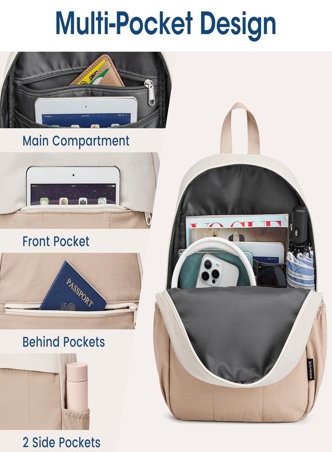 جي4فري حقيبة ظهر صغيرة G4Free للنساء، مقاومة للماء، مناسبة للمشي لمسافات طويلة، مزودة بأحزمة كتف قابلة للتعديل، مثالية للسفر والتسوق والعمل والاستخدام اليومي (بيج وكاكي). - Image 5