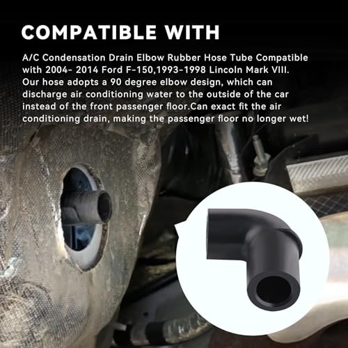 Ciuouient 4M2Z6A614AA A/C Condensation Drain Elbow Rubber Hose Tube Compatible with 2004-2014 Ford F-150,1993-1998 Lincoln Mark VIII(Replace# 4M2Z-6A614-AA,F3LE6A614AC, F3LE 6A614-AA,F3LY6A614A) (1) - Image 2