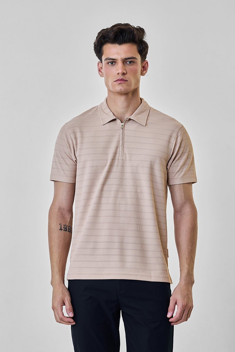 SNITCH Slim Fit Zipper Polo T-Shirt - Image 1