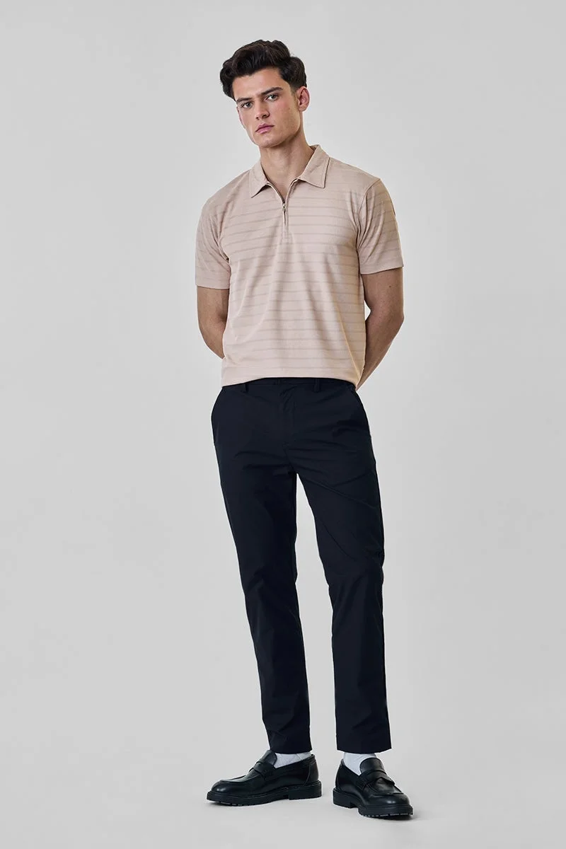 SNITCH Slim Fit Zipper Polo T-Shirt