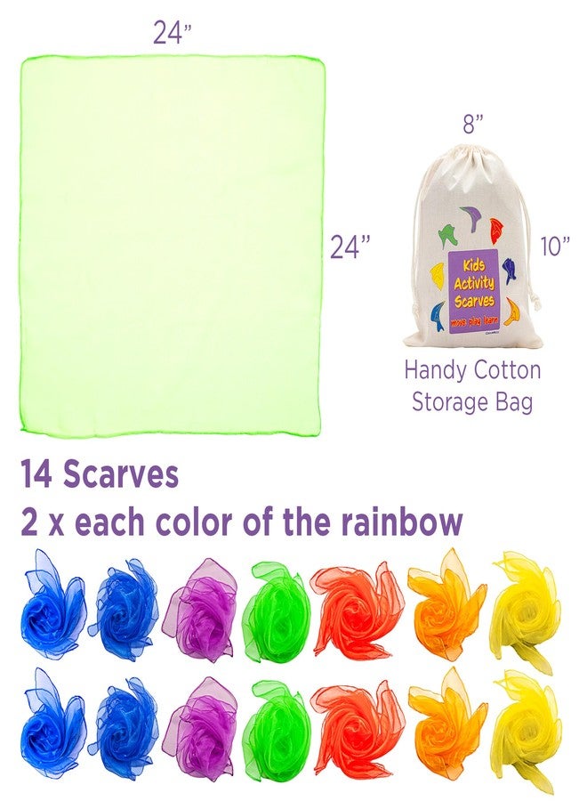 Covelico Play Scarves for Kids (14 Pack) - Montessori-Inspired Sensory Dance Scarves for Toddlers & Preschool, 7 Pairs of Music & Movement Props for Classroom, Daycare & PE, Waldorf Gross Motor Toys - Image 3