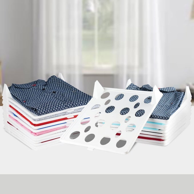 PLASTIC CLOSET DRAWER WARDROBE ORGANIZER CABINET FOLDING BOARD FOR SHIRTS TSHIRT JEANS STORAGE RACK MILKWHITE PACK OF 10