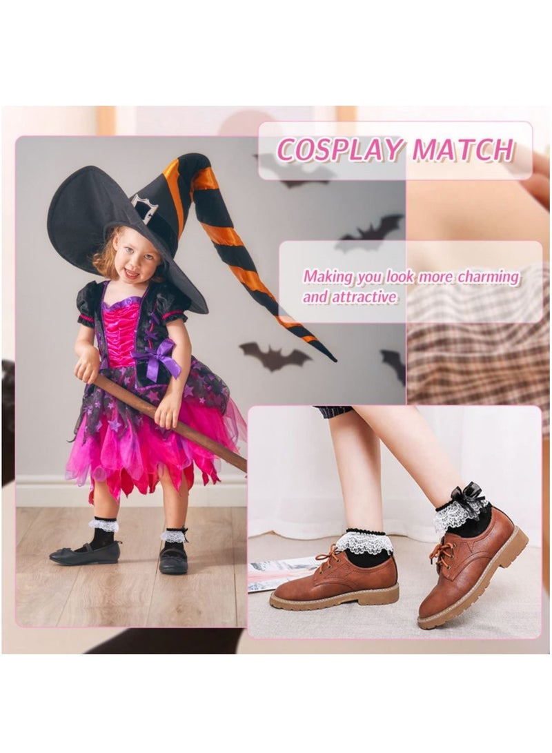 KASTWAVE 2 Pairs Women's Ruffle Socks, Lace Ruffle Socks, Cute Opaque Frilly Socks Stylish Princess Socks Dress Princess Socks Fashion Lace Ankle Socks - Image 4