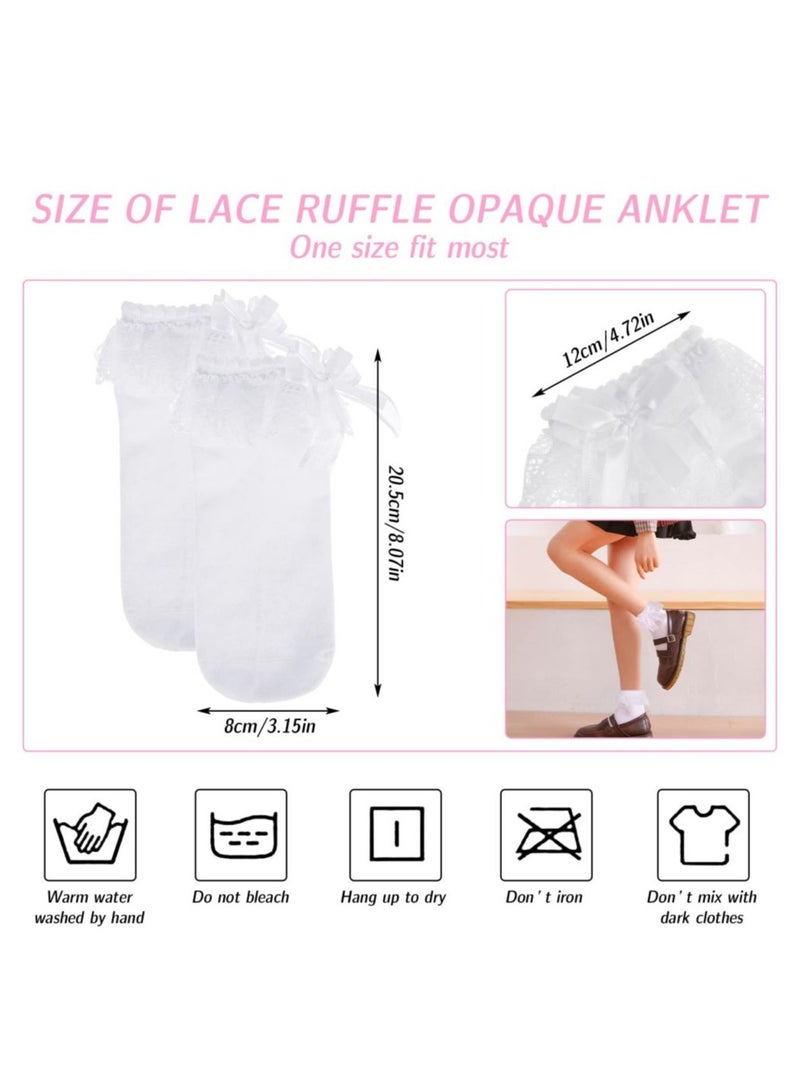 KASTWAVE 2 Pairs Women's Ruffle Socks, Lace Ruffle Socks, Cute Opaque Frilly Socks Stylish Princess Socks Dress Princess Socks Fashion Lace Ankle Socks - Image 2