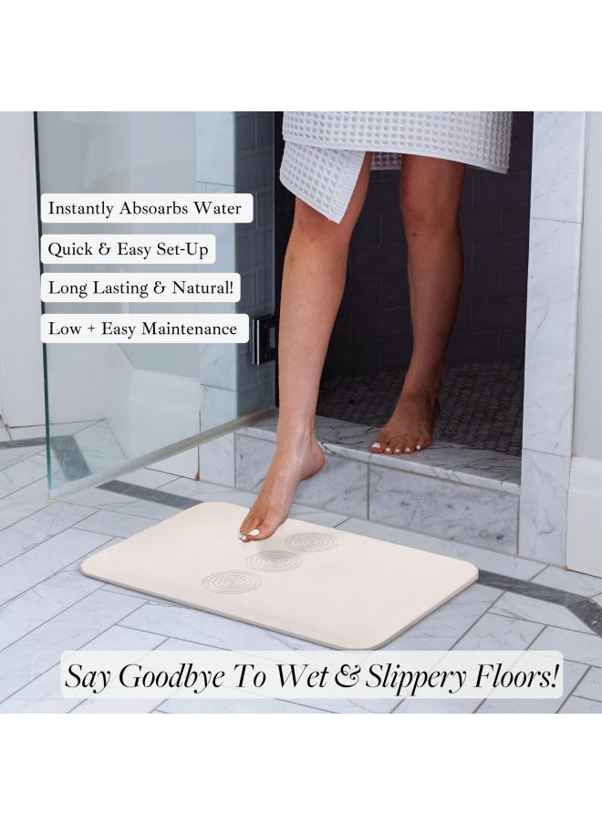 TULA TULA Stone Bath Mat Diatomaceous Earth Bath Mat Super Absorbent Diatomite Shower Mat Quick Dry Non-Slip Bath Stone Mats for Bathroom Floor, Kitchen Counter Stone Mat, 23.5 x 15 Inches  - Image 4
