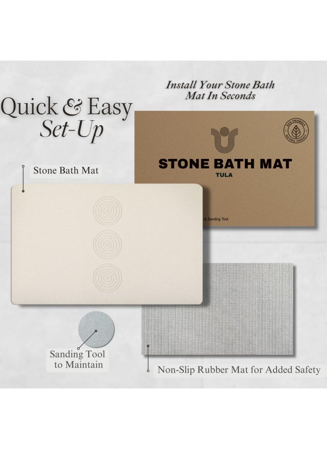 TULA TULA Stone Bath Mat Diatomaceous Earth Bath Mat Super Absorbent Diatomite Shower Mat Quick Dry Non-Slip Bath Stone Mats for Bathroom Floor, Kitchen Counter Stone Mat, 23.5 x 15 Inches  - Image 2