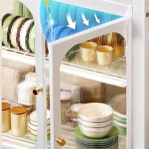 DROZIP 2-Tier Kitchen Countertop Cutlery Storage Cabinet, Dish Drying Rack with Drawers and Drainage Board, Acrylic Cabinet Door 360° Dustproof for Storing Dishes and Seasonings, Black - Image 3