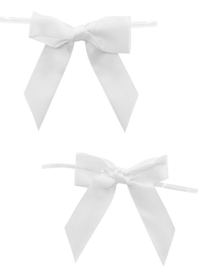 Verkelly 50 Pack 3.5 Inch Satin Ribbon Twist Tie Bows for Gift Wrapping, Treat Bags, Party Favors, and Decorations(White - Image 4